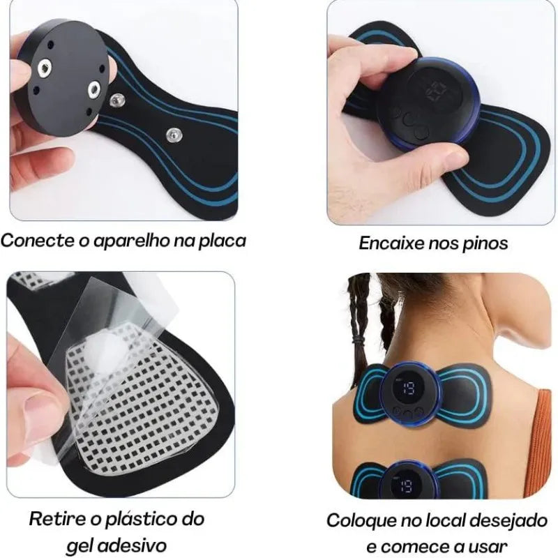 Mini massageador elétrico portátil EMS de estimulação para alívio da dor muscular