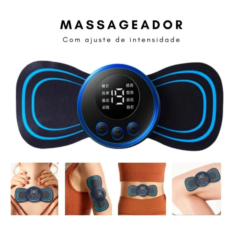 Mini massageador elétrico portátil EMS de estimulação para alívio da dor muscular