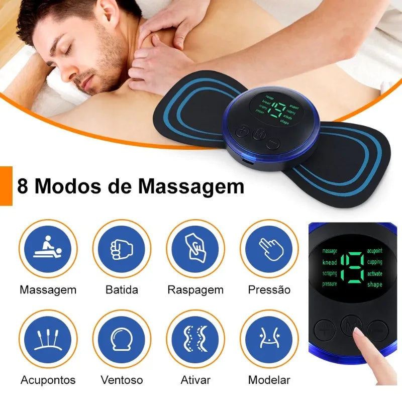 Mini massageador elétrico portátil EMS de estimulação para alívio da dor muscular