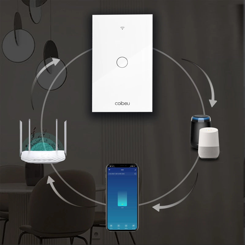 Interruptor Inteligente com Alexa, WiFi smart switch app fio neutro Google Home 110V 220V smart switch