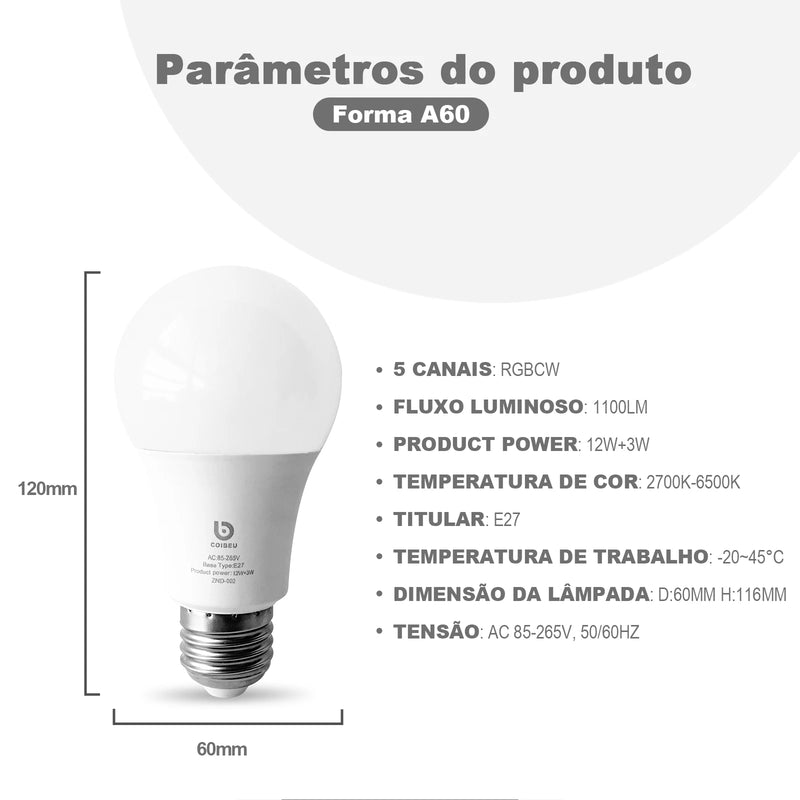 Lâmpada inteligente Alexa LEDs, para iluminação Lâmpada LED