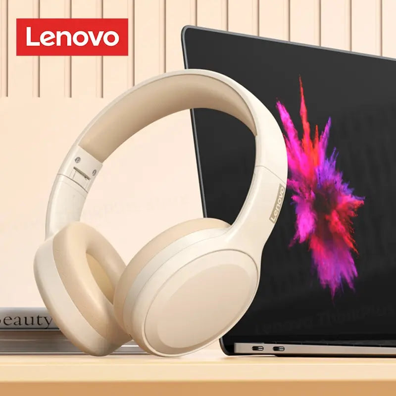 Lenovo TH30, Fones de ouvido sem fio Bluetooth 5.3, dobráveis para jogos Fone de ouvido esportivo com microfone