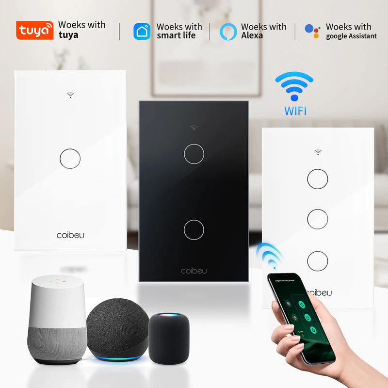 Interruptor Inteligente com Alexa, WiFi smart switch app fio neutro Google Home 110V 220V smart switch